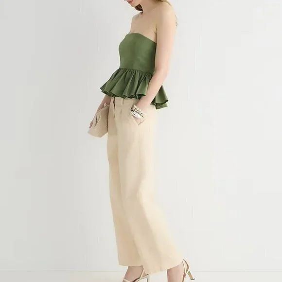 NWT - J. Crew Strapless peplum top in stretch cotton poplin blend - Picture 2 of 5